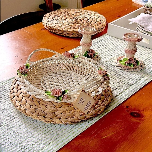 Woven Rose Basket Cream Pink Belleek Ware Bev Sparks Handcrafted 1991 Florida - Picture 5 of 16